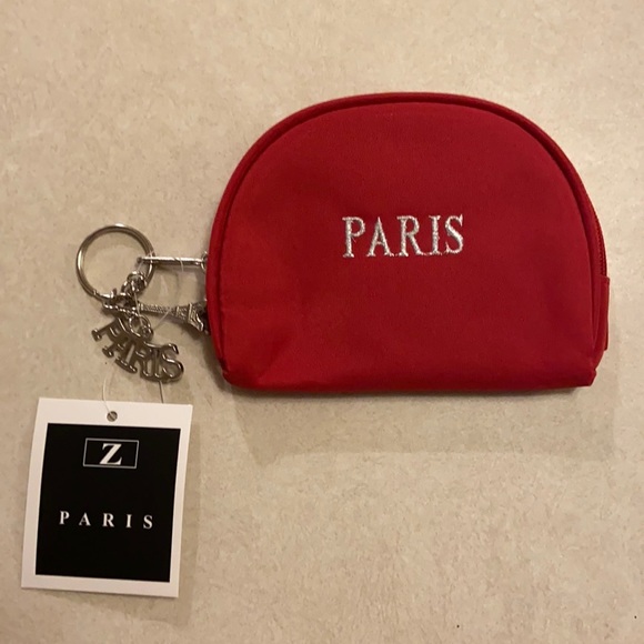Handbags - Paris Small Red Clutch or Makeup Bag with Removable Charm Keychain NWT
